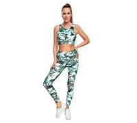SOFTSAIL Women Sports & Gym Set - Stretchy High Waisted Slimming Leggings, Tummy Control Yoga Running Pants with Solid Bra Crop Top