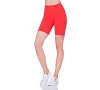 SOFTSAIL Womens 1/2 Cotton Rich Leggings I Solid Cycle Shorts for Women UK Over Knee Lenght Short Leggings I Breathable Elastic Comfortable Sport Casual Over-Knee Cycling Pants I Sizes 8-28 UK Red