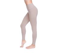 SOFTSAIL Women's Cotton Rich Full Length High Waisted Leggings Tummy Control Sport Gym Yoga Fitness Stretchy Pants Ladies Solid Slimming Leggings Plus Sizes Beige 12 LWP