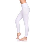 SOFTSAIL Women's High Waisted Tummy Control Leggings Workout Elastic Cotton Stretchy Pants White 18 UK LWP