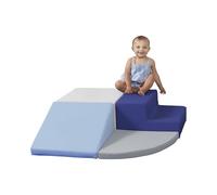 SoftScape Toddler Playtime Corner Climber, Indoor Active Play Structure for Toddlers and Kids, Safe Soft Foam for Crawling and Sliding (4-Piece Set) - Navy/Powder Blue, 11619-NVPB