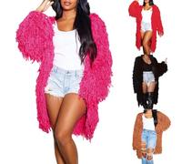 Softshell Jacket for Women Warm Faux Fur Coat Warm Winter Coat Plain Winter Jacket Long Sleeve Plush Jacket Elegant Fur Coat for Party Festive Tops Fur Coat Outwear, coffee, L