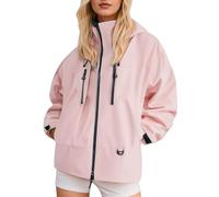 Softshell Jacket Women's Winter Windbreaker Rain Jacket Women's Raincoat with Lightweight Oversized Long Raincoat for Outdoor Wind Jacket Hagedorn Women, pink, L