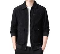 Softshell Jackets Mens,Men Solid Color Striped Lapel Zipper Cardigan Jacket Business Trend Comfortable Foreign Trade Casual Jacket