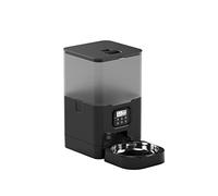 SOFTTO Automatic Feeders 6L Timing Pet Feeder Automatic Pet Feeding Stainless Steel Double Bowl For 2 Small And Medium-Sized Cat Dog Smart Food Dispenser for dogs and cats(Black Transparent A)
