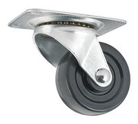 SoftTouch 4323399N Heavy Duty Rubber Caster Wheel with Swiveling Top Plate-175 lb. Load Capacity, Chrome, 2-1/2 Inch