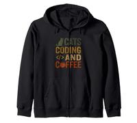 Software Dev Cat Coffee Code Remote Work Zip Hoodie