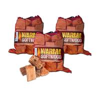 Softwood Firewood Logs 75L Kiln Dried Logs - Ready to Burn Easy to Light Density Wood - 3 x 25 Litre Nets Soft Wood for Outdoor Open Fire Pits Wood Burners Coal Stoves Log Burners