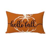 Softxpp Hello Fall Pumpkin Rectangle Lumbar Decorative Throw Pillow Cover, Rectangular Autumn Farmhouse Orange Cushion Case Decor, Thanksgiving Rustic Home Decoration Pillowcase 12 x 20