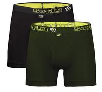 SOFTY® 2 PIECE Men's Boxers with Elastic Waist - Soft Boxer Shorts Men, Stretch Fit Men's Underwear for Everyday Wear (L, Dark Green+Black)