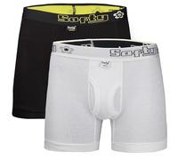 SOFTY® 2 PIECE Men's Boxers with Elastic Waist - Soft Boxer Shorts Men, Stretch Fit Men's Underwear for Everyday Wear (S, White+Black)