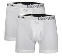 SOFTY® 2 PIECE Men's Boxers with Elastic Waist - Soft Boxer Shorts Men, Stretch Fit Men's Underwear for Everyday Wear (M, White)