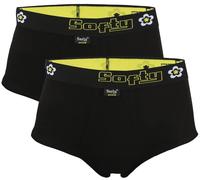 SOFTY® 2 PIECE Mens RIB fabric 100% Cotton Briefs Underpants Slips Pants Brief (LARGE, Black)