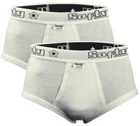 SOFTY® 2 PIECE Mens RIB fabric 100% Cotton Briefs Underpants Slips Pants Brief (LARGE, White)