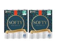 Softy 3-PlyBulk Buy Toilet Paper Roll - Soft & Strong Bathroom Tissue Rolls Flushable, Biodegradable & Septic Safe Ultra Soft, Absorbent Toilet Roll Multipack for Commercial Use (2x40Roll (80 Roll))