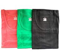 SOFTY® 3X Mens Athletic Vests Tank Top Colours 100% Cotton Vests, Muscle Summer Top (X-Large, Black+RED+P Green)
