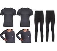 SOFTY® 6 Piece Unisex Children Kids Thermal Underwear Long Sleeve T-Shirt Top Long John Warm Vest (Charcoal, 9-11 Years)