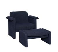 Softy Armchair With Pouf Dark Blue