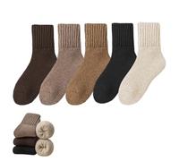 Softy London Socks, Softy's Thermal Crew Socks 5-Pair Pack, Womens Merino Wool Thermal Warm Winter Thick Sock , Breathable Soft, For Walking Hiking Work (5PCS-1)