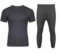 SOFTY® Unisex Children Kids Thermal Underwear SHORT Sleeve T-Shirt Top Long John Warm 1 Set (CHARCOAL, 9-11 YEARS)