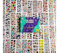 SOFTZO 3D Stickers for Children - 45 Puffy Sheets with 1300+ Kids Sticker - Perfect for Party Bag Fillers, Scrapbooking, Fun with Stickers of Cars, Letters, Numbers, Dinosaur, Stars, Alphabet & More