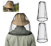 sofun Mosquito Net Head 99 x 66 cm Polyester with Drawstring Black | Black polyester mosquito net with drawstring for wearing over your own hat for camping, hiking, fishing and gardening