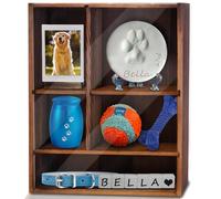 Sofunii Pet Memorial Shadow Box with Shelves for Dogs or Cats,11 * 14" Solid Wood Pet Frame Urn Ashes Display Case for as Loss Pet Remembrance Memory Keepsak (Charcoal Black)