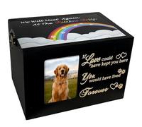 Sofunii Pet Urns for Dogs or Cats Ashes,Wooden Funeral Cremation Memorial Box with Photo Frame,Rainbow Bridge Keepsake with Black Flannel as Lining,Loss Pet Memorial Remembrance Gift (Large)