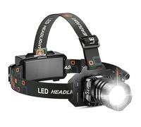 Sogdeco Head Torch Rechargeable 8 Light Modes 50000LM Super Bright Led Headtorch with Red Warning Light,Sensor Control,Head Torch Waterproof IPX6 for Camping Running Fishing Hiking (Orange)