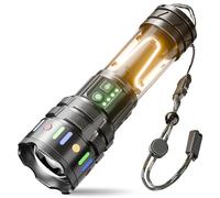 Sogdeco Torches LED Super Bright 1000000 Lumens, Rechargeable Torch with Camping Light, 11 Modes, Zoomable Focus, 5000mAh Long Battery Life, Waterproof, Aluminium, for Camping,Dog Walking,Emergencies