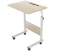sogesfurniture 60 * 40cm Adjustable Height Laptop Table with Tablet Slot, Mobile Computer Stand Desk Portable Side Table for Bed Sofa, White Maple 05#3-60MP-BH