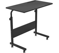 sogesfurniture 80 * 40cm Laptop Table Sofa Table Side Height Adjustable, Mobile Computer Stand Laptop Notebook Desk PC Stand Portable, Black 05#3-80BK-BH