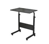 sogesfurniture Laptop Table Height Adjustable, Mobile Laptop Stand Coffee Table Side Table, portable Laptop Desk Tray for Sofa, Bed, Balcony, Garden, 80x40cm, Black 05#1-80BK-BH