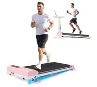 SogesHome 2-in-1 Walking Pad Treadmill for Home, Portable Under Desk Teadmill with 2-Level Adjustable Incline (Up to 4°), 1-6 km/h Low Noise, LED Display, Remote Control, Transport Wheels (Pink)