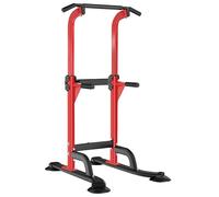 SogesHome Power Tower Pull Up Bar and Dip Station Adjustable Height Dip Stand Multi-Functional Strength Training Fitness Workout Station, Red