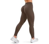 Sogetdo Yoga Leggings for Women Hidden Scrunch Butt Non See Through High Waisted No Front Seam Athletic Gym Workout Pants, Brown, XS