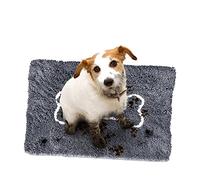 Soggy Doggy Microfiber Chenille Doormat for Wet Dog Paws, 26 x 36 Inch, Large Grey/White Bone