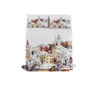 Sogni d'Autore Bed Linen Set (Flat Sheet 255x300cm + 2 Pillowcases 52x82cm with Internal Flap), SD33, 100% Cotton, DOUBLE