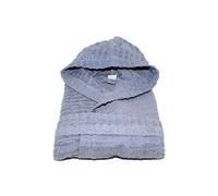Sogni e Capricci Horizon/Lines Bathrobe Fitted with Hood,Pockets and Belt, Denim Blue, S/M
