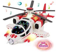 Sognotoy Helicopter Toy for Toddlers, Airplane Toy for Kids, Rotating Propeller with Voice&Light Function,360°Freedom&Automatic Obstacle Avoidance (Red)