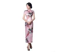 Sogoluat Women's Long Cheongsam Dress, Peacock Print, Mandarin Collar | For Parties And Dates, Elegant Peacock Print, Ideal For Women, Polyester Blend Fabric, Sizes S-3XL