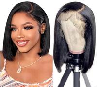 Sogram Bob Human Hair Wig 13x6 Front Net Human Hair Straight Human Hair Wig Transparent HD