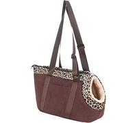 SoGuDio Adjustable Dog Sling Bag,Hands-Free Cat Carrier Bag,Small Pet Warm Nest Bag,Comfortable and Durable,For Outdoor,Travel,Walking,Subway-Brown leopard edge||L