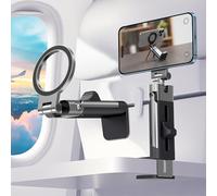 SOGUE Airplane Phone Holder,360°Rotation&Titanium Phone Stand for Desk,Magnetic Phone Mount for MagSafe Portable Baby Travel Essentials for Women,Universal Handsfree Travel Must Haves Black