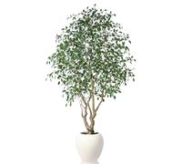 SOGUYI Ficus Tree Artificial Indoor, 8 Feet Tall Faux Ficus Tree with Round Artisan Planter, Premium Handmade, Realistic Trunk & Lifelike Leaves, Perfect for Large Spaces & Elegant Home/Office Decor