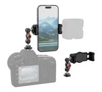 SOH Hot Shoe Phone Mount, Multi Function Double Ball-Head Adapter with 1/4’’ Screw and Cold Shoe Phone Clip Mount for DSLR Camera LCD Camera Cage Flash LED Light Microphone and Most Smartphones