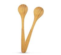 SOHFA Set of 2 Round Cooking Spoons Made of Cherry Wood - Made in Germany | 30 cm Round Cooking Spoon with Hanging Hole | Wooden Kitchen Utensil for Cooking