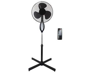 Sohler Black Electric Remote Controlled 16" Standing Pedestal Stand Fan Adjustable Oscillating Rotating Stay Cool 3 Speed With Remote Control