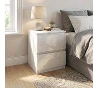 Soho 2 Drawer Bedside Table Nightstand Cabinet Chest White High Gloss Bedroom Storage