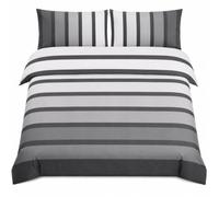 Soho Black Stripe Duvet Cover Quilt Bedding Set, 3pieces, Black White Grey, Double Size by Rapport